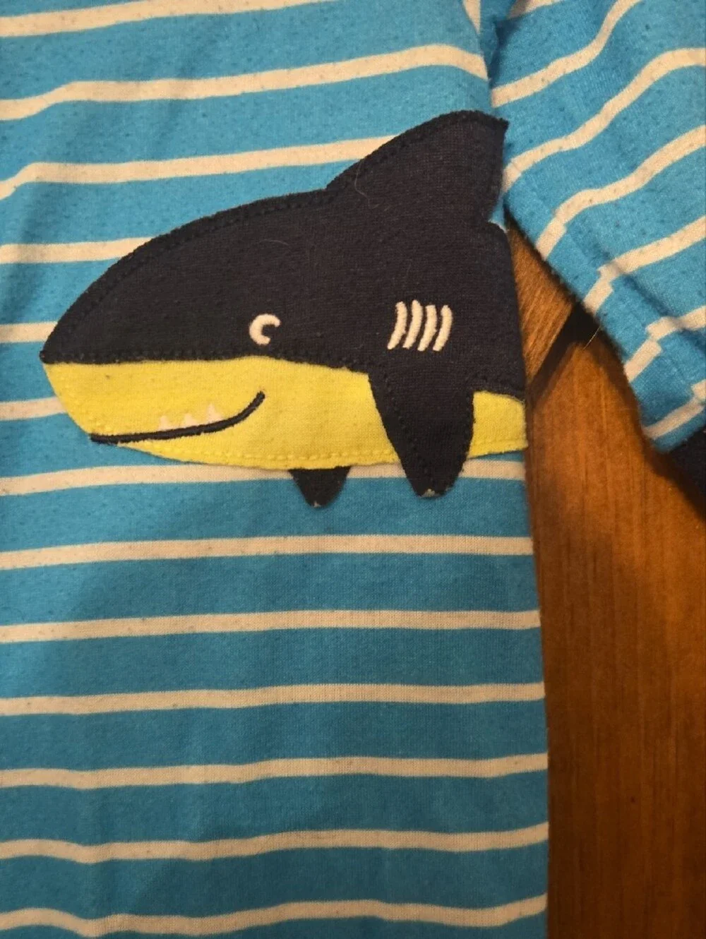 Carter's Blue & White Striped Footed Pajama with Whale Applique